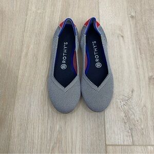 rothy’s Retired Rare Shale Cherry ribbon striped ballet flat